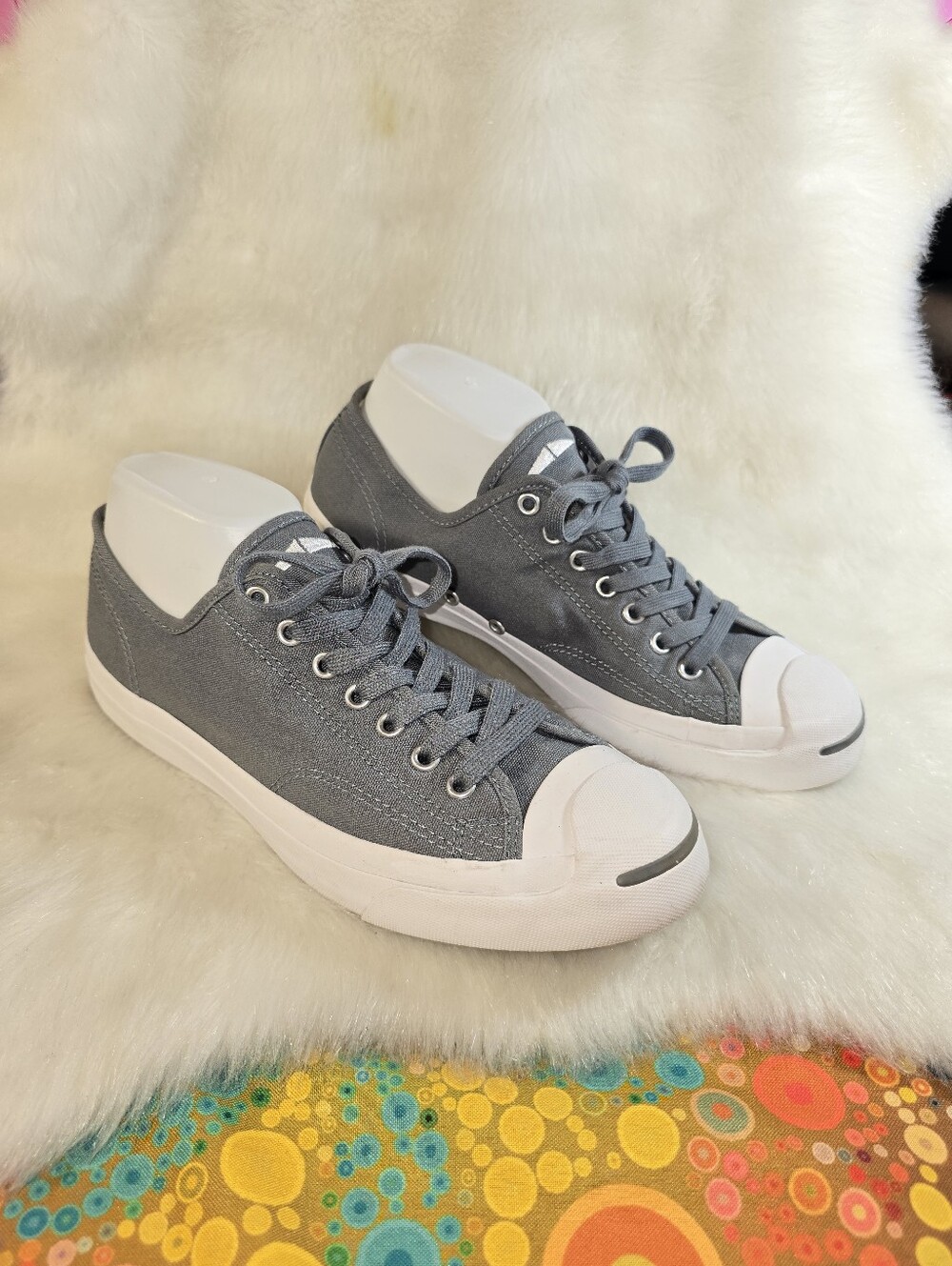 Converse Jack Purcell Unisex Gray Canvas Low-Top Sneakers with White Toe Cap